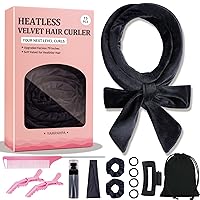 Vista 1 de Rizos sin Calor con Diadema para la Noche, 70'' Rizadores de Cabello sin Calor para Cabello Mediano a Largo, Negro