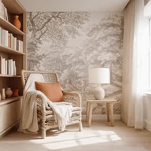 AFZEVEB Beige Forest Peel and Stick Wallpaper Mural, 118 x 84 in