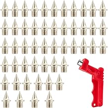 KEQAR Pack of 50 Replacement Spikes for Athletics Shoes with Strong Cross Country for Jumping, Running, Hiking, Track (6 mm) Plastic with Point Wrench