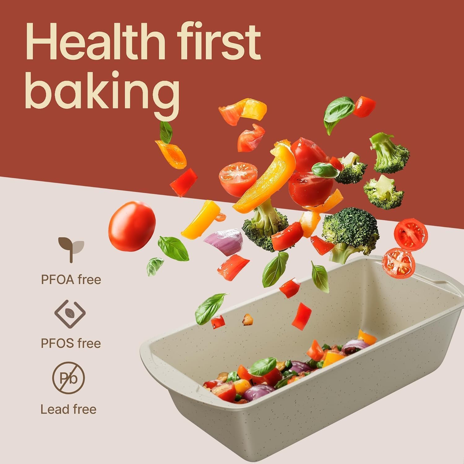 Nonstick Loaf Pan Set Pack of 2, 10.2" & 11" Large Baking Bread Pan, Oven Safe Up to 450°F, PFOA, PFOS, PTFE Free, Space Saving Stackable Design, Stain Resistant, Dishwasher Friendly, White Marble - Image 5