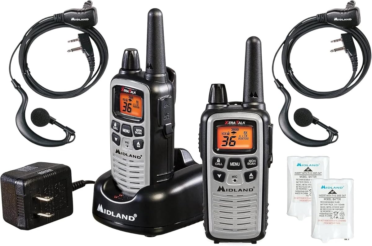 LXT600VP4 FRS License Free Walkie Talkies. Silver, 2 Pack | Up to 30 Mile Range Walkie Talkie, 36 Channels, 121 Privacy Codes, NOAA Weather Scan + Alert