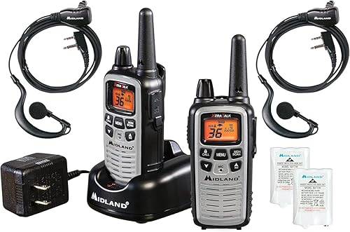 Midland LXT600VP4 FRS Walkie Talkies para Negocios  Radios de Dos Vías de Largo Alcance de 36 Canales con Auriculares y Base de Carga, Alertas