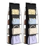 Jollygleam 2 Packs 8 Pockets Black Handbag Hanging Purse Organizer for Closet, Purse Storage, Purse Hanger and Handbag Organizer for Space Saving