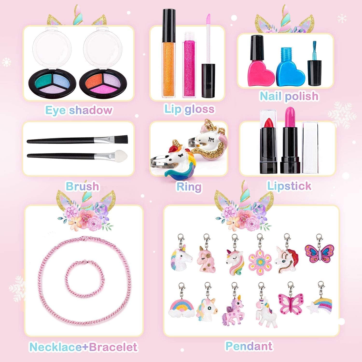 MJartoria Bundle - Christmas Sock Advent Calendar and Unicorn Jewelry Makeup Advent Calendar
