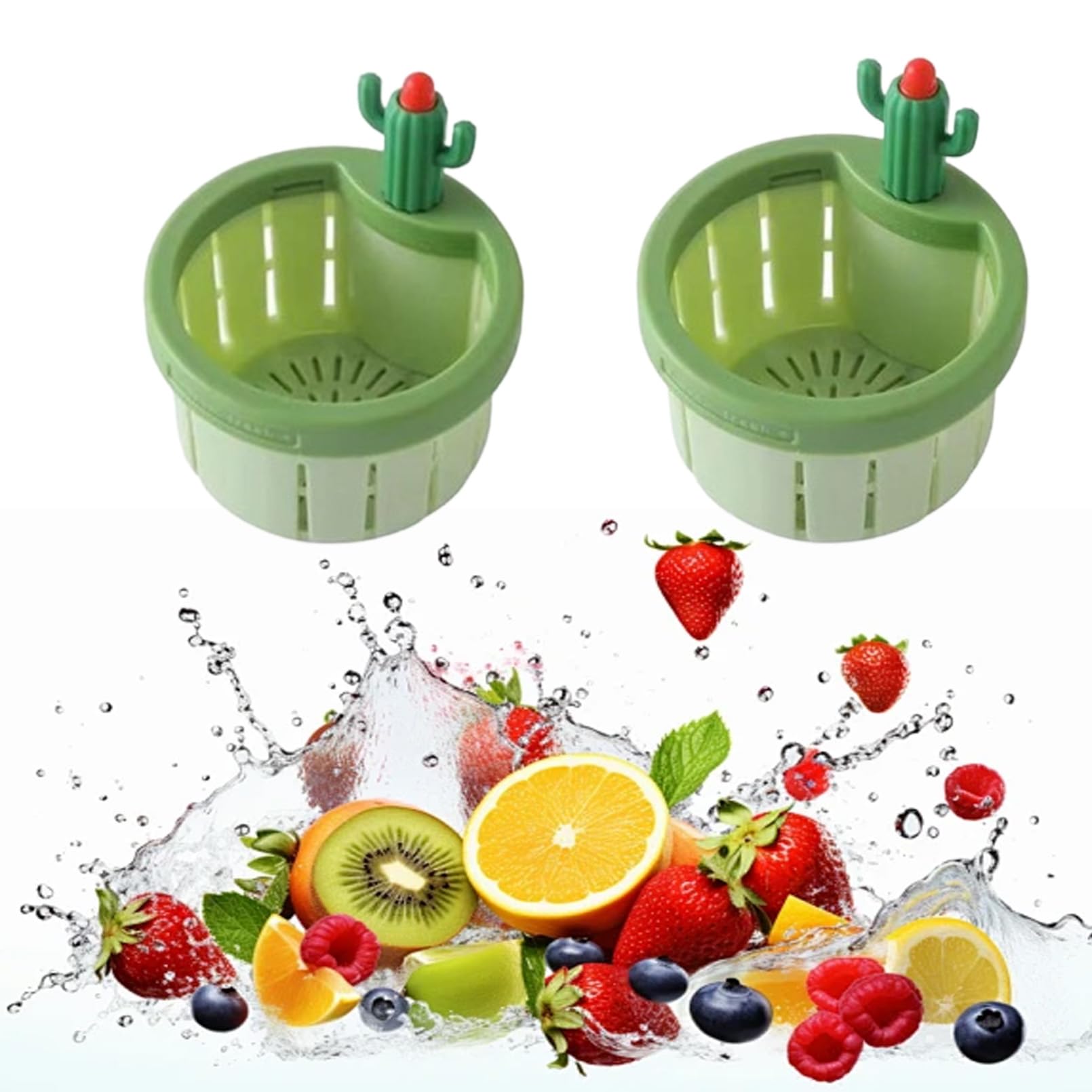 Filtre d'évier cactus, panier vidange automatique pression cuisine verte