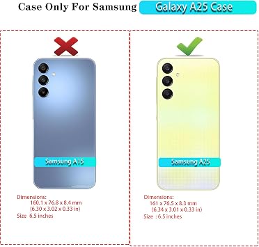 Qinmay Samsung Galaxy A25 5G Case with HD Screen Protector, Heavy Duty Shockproof & Drop Proof Three Layer Cover Phone Case for Galaxy A25 Red Black