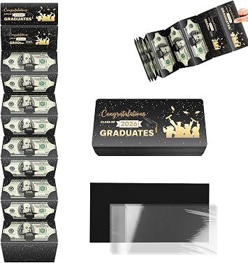 ysmile 2026 Graduation Envelope for Cash Gift Money Holder with Greeting Card, Designed for High School College Grad Congrat - Black