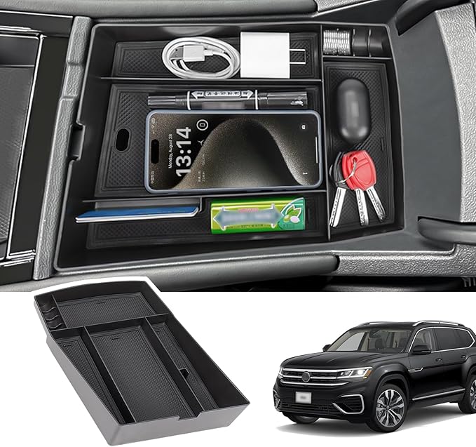 Center Console Organizer For 2024-2025 VW Atlas & Atlas Cross Sport - ABS Storage Tray Insert
