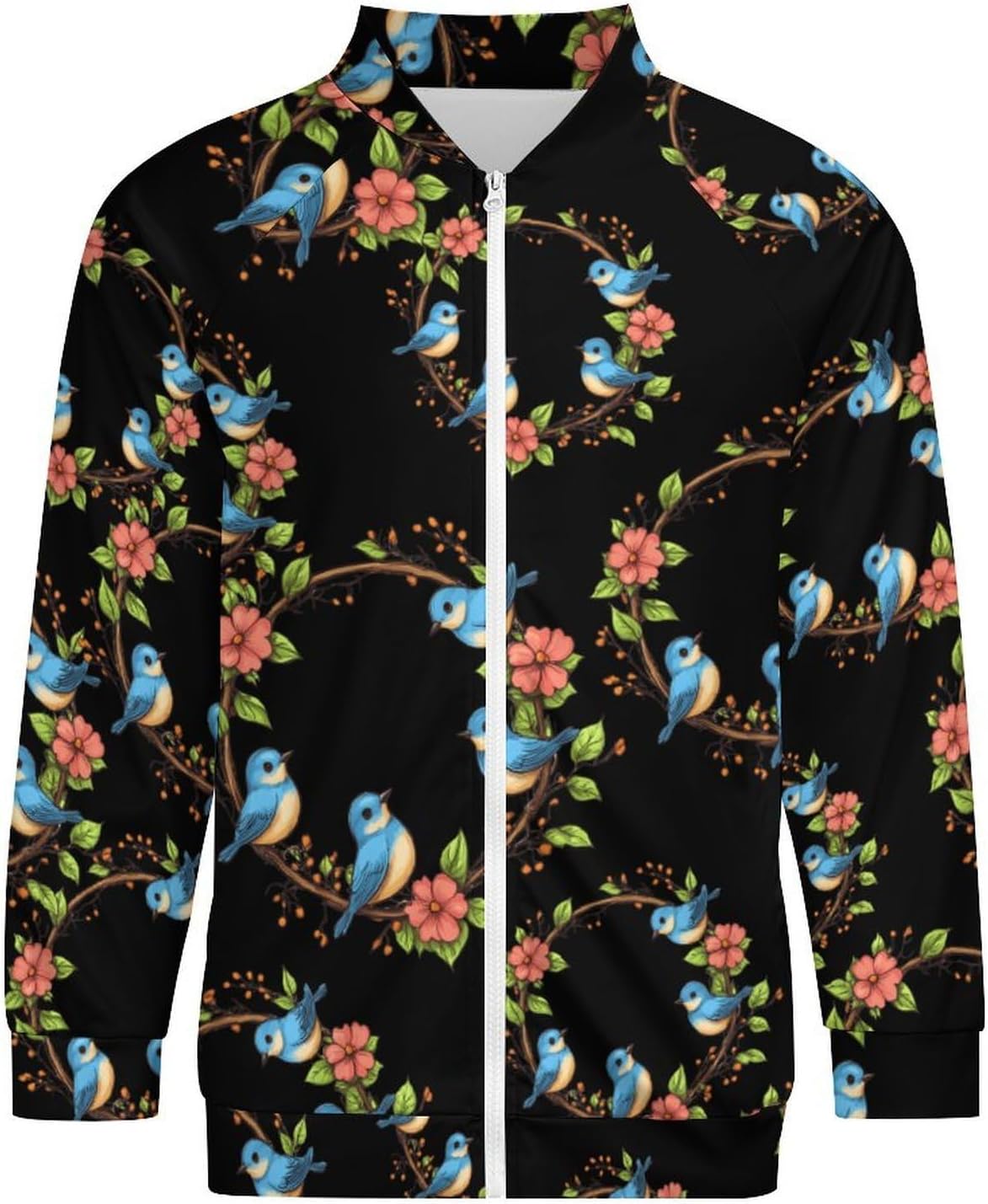 Blue Birds Men's Zip Up Sweatshirt Casual Sweater Jackets Long Sleeve Tops Lightweight Coat