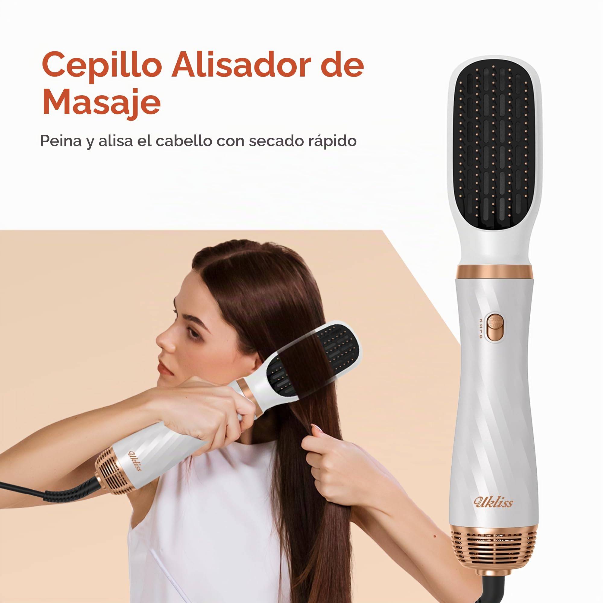 Airstyler 6 en 1, UKLISS Secador Pelo Profesional con Rizador Pelo Automatico Hair Straightener Thermal Brush Hair Curler Hair Dryer, Cepillo Alisador Pelo para Volumen, Doblar, Suavizar, Secar