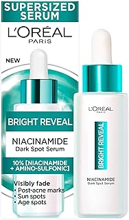 سيروم برايت ريفيل بالنياسيناميد للوجه من لوريال باريس 10% نياسيناميد + سلفونيك اميني تتلاشى بوضوح كل أنواع البقع الداكنة: علامات ما بعد حب الشباب والبقع الهرمونية الشمسية وبقع الشيخوخة 50 مل للأنثى