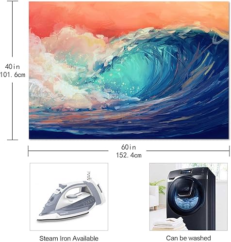 Miniatura 2 de TYTYUU RGTGJTY75 - Tapiz de olas oceánicas, pintura 3D, gran ola, azul, mar, surf, playa, abstracto, playa, 60 x 40 pulgadas, para colgar en la