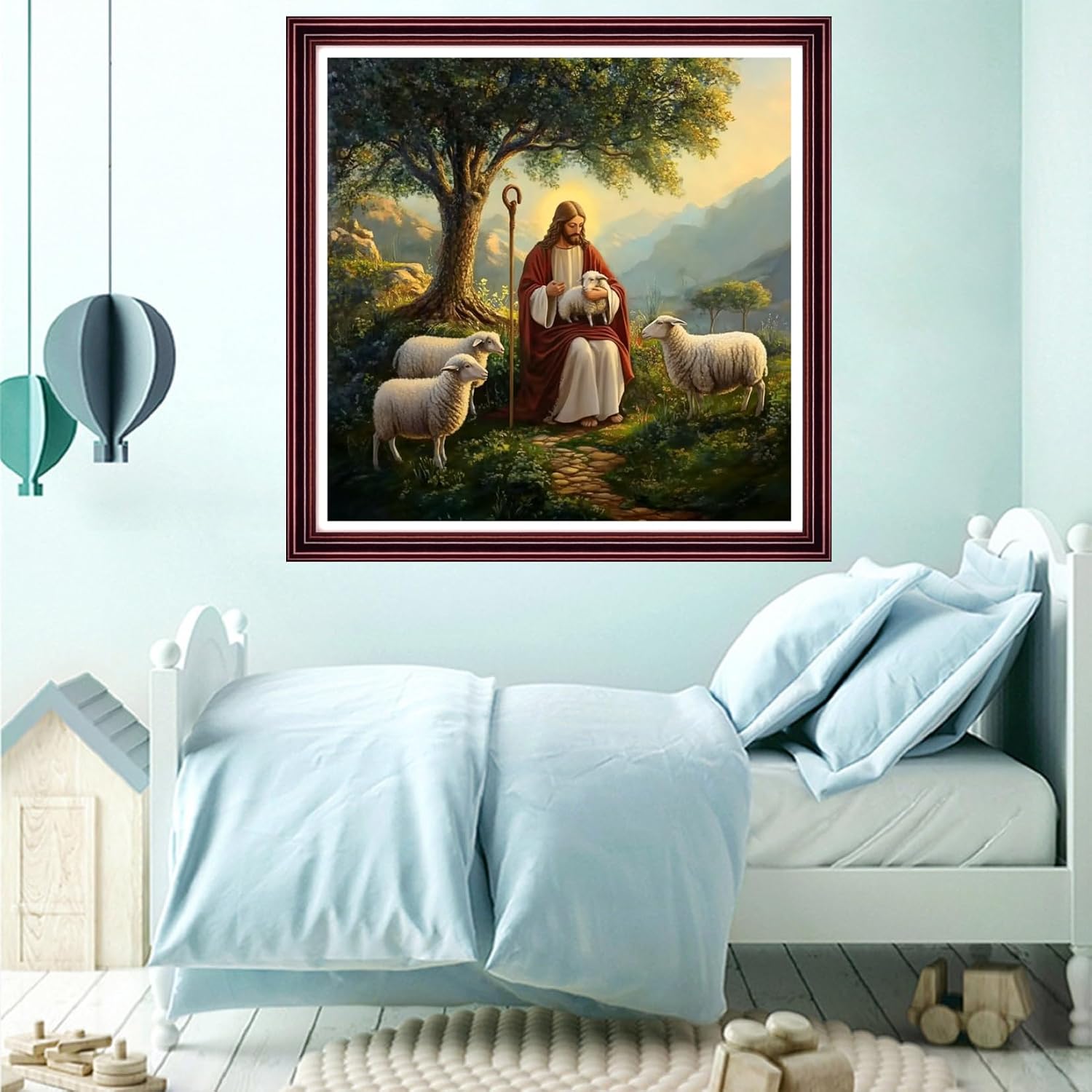 Funchey Counted Cross Stitch Kits for Adults Needlepoint Kits Unprinted Cross Stitching Embroidery Kit 11CT Cross Stitch Supplies-Jesus Shepherd in the Morning 18x18 inch