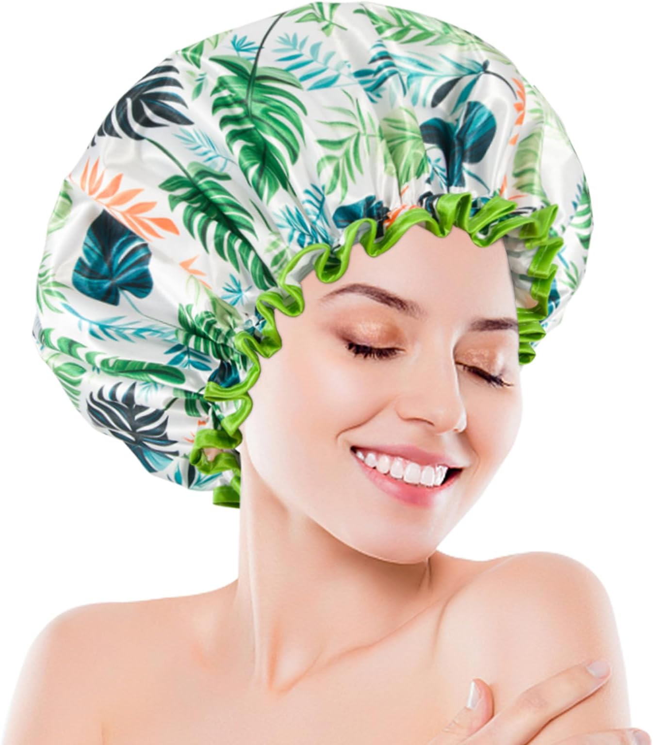 Aquior Shower Cap, Reusable Shower Caps for Women, Double