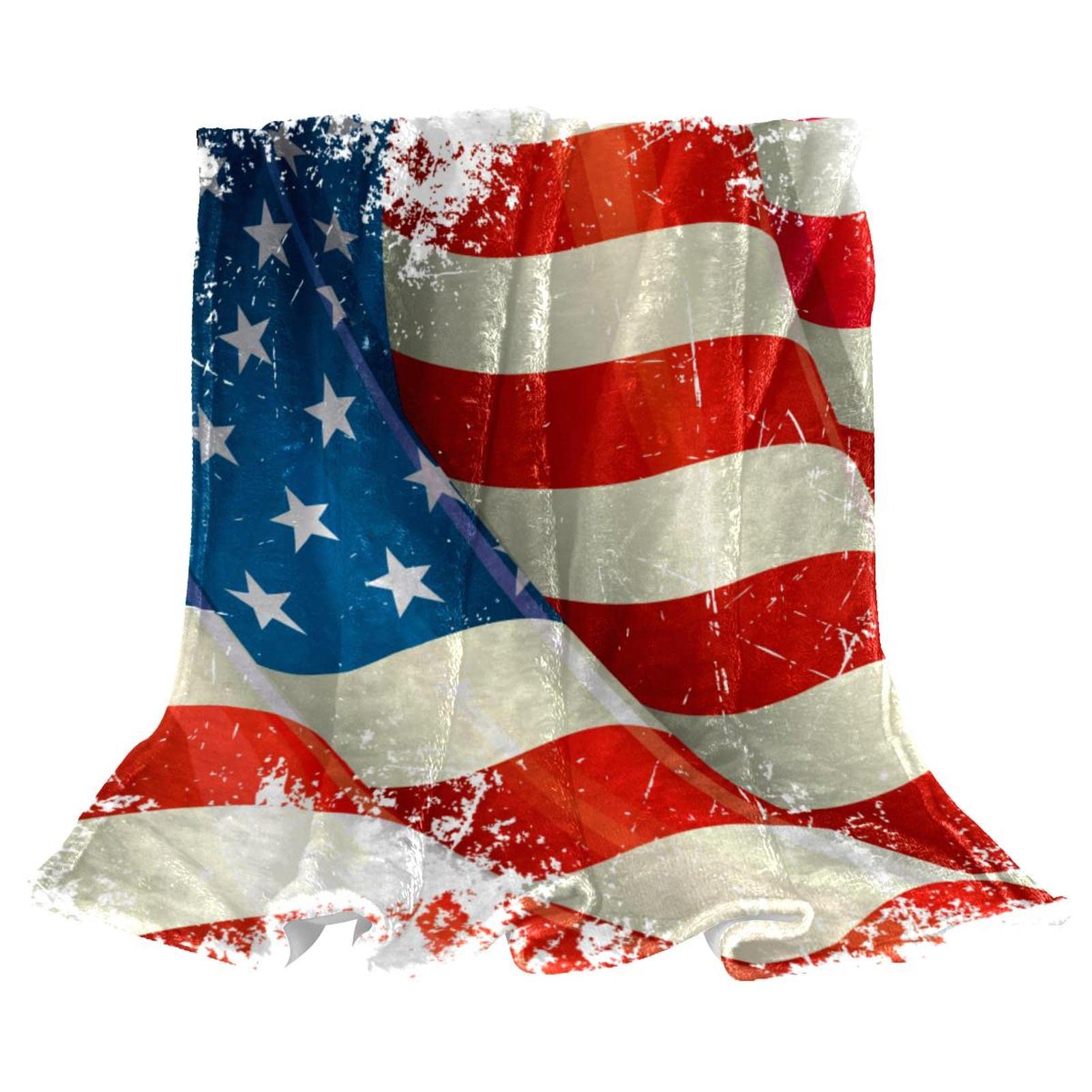 Couverture polaire literie drapeau USA pour réchauffer le canapé et le sol