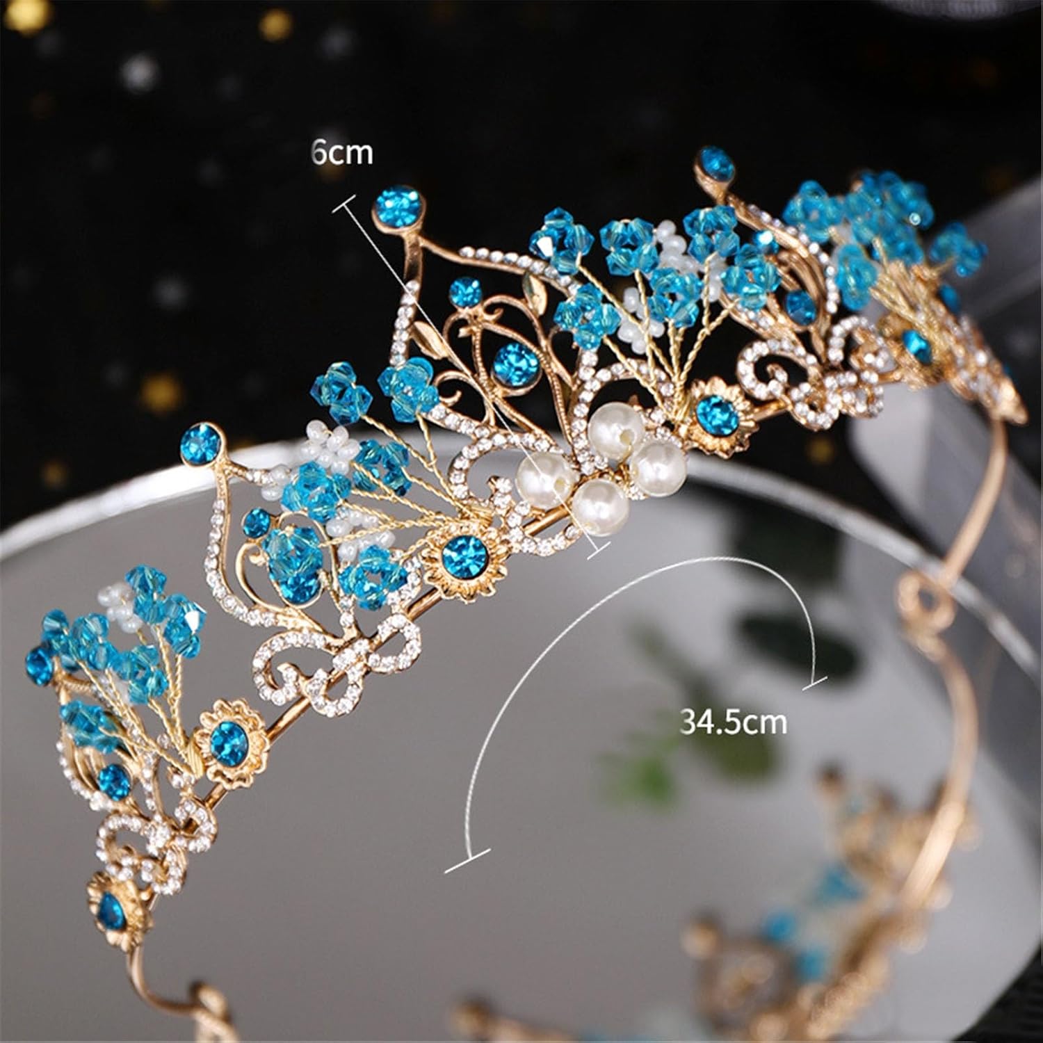 Crown for Women Bridal Hair Accessories Handmade Pearl Crown Band for Bridal Birthday Party Prom