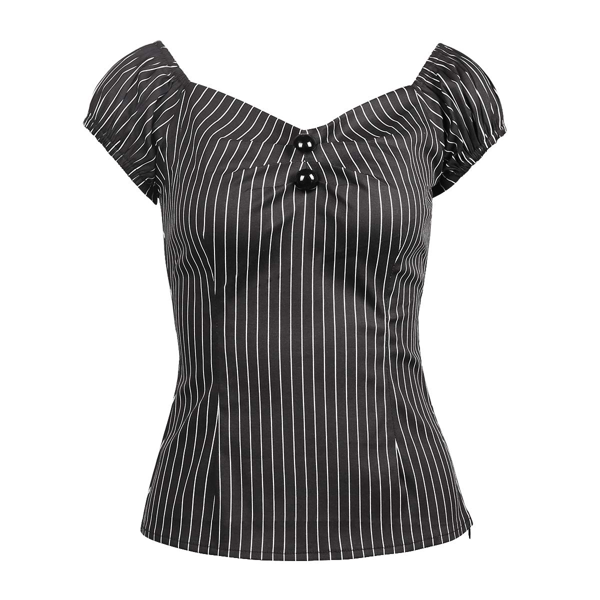 YARN & INK Women's Rockabilly Tops 1950s Pinup Shirt Casual Off Shoulder Vintage Blouse