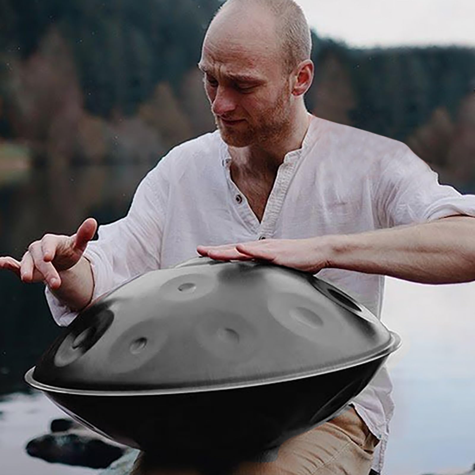Handpan zestaw perkusyjny 56 cm, 440 Hz, 9/10/12 nut D moll stalowy bęben do medytacji, jogi, z miękką torbą młotkami i stojakiem