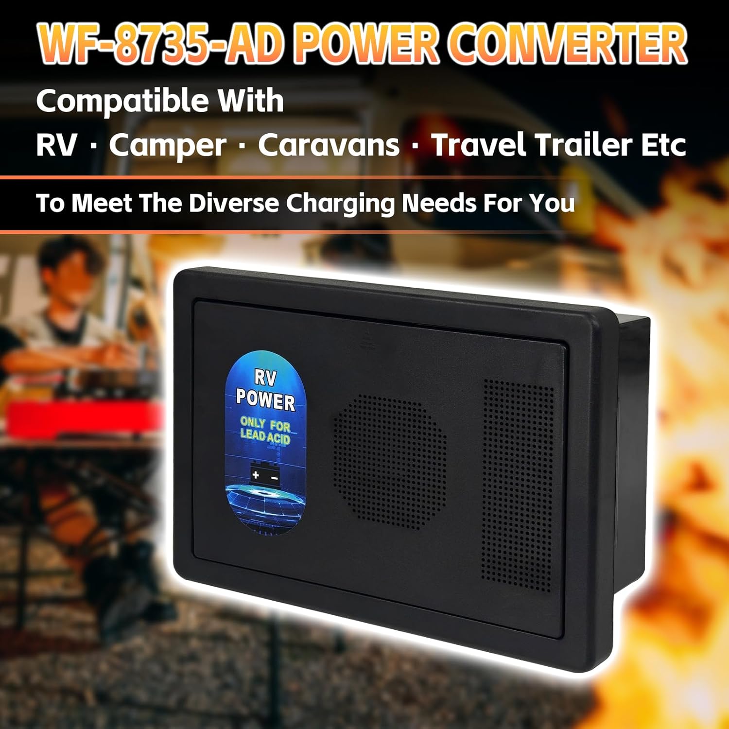 WF-8735-AD RV Power Converter 35 Amp DC Output,WF-8735 Power Center Support Intelligent Auto-Detect,Battery Charger with Multi-Stage Charging for RV's,Camper's,Caravan's,Travel Trailer's