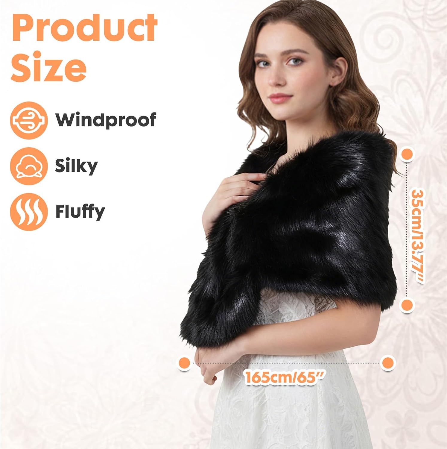 Barelove Long Women's Faux Fur Collar Scarf Wrap, Cold Winter Warm Stole Scarf Shawl Shrug Neck Warmer Wrap
