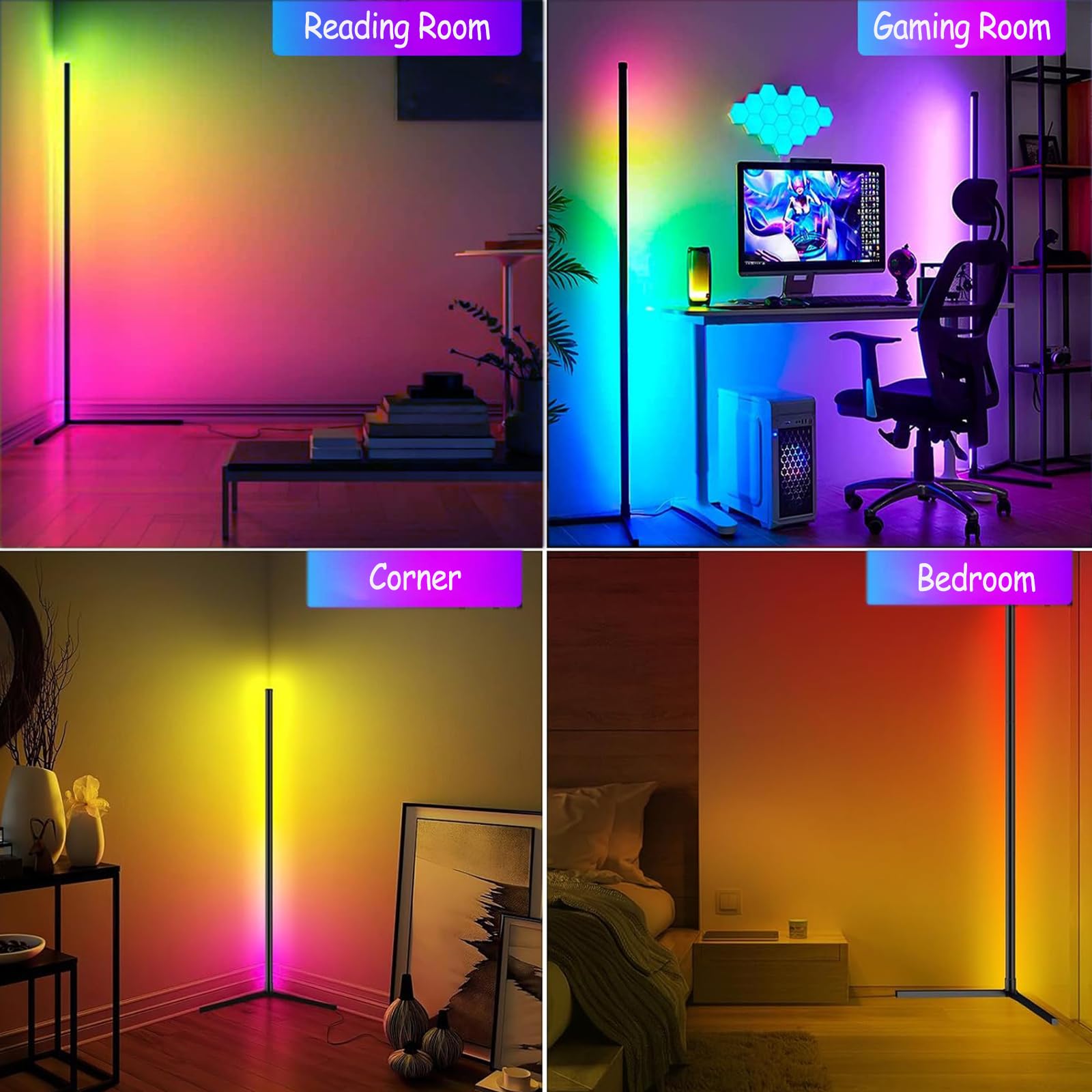 Lampada da Terra LED,155CM, RGB Piantana Dimmerabile con APP e Telecomando, Musica Sincronizzazione, Smart Lampade da Terra Salotto, Piantana LED per Soggiornoe Camera da Letto