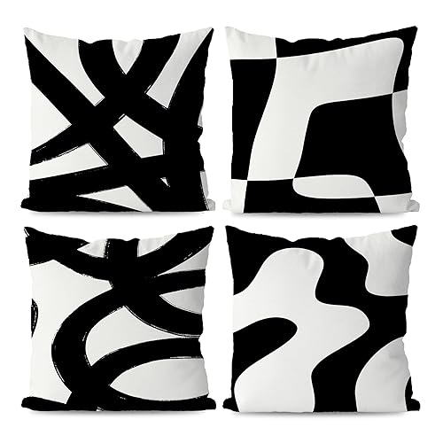 KEUSPI Black and White Throw Pillows Covers 18x18 Decorative Abstract