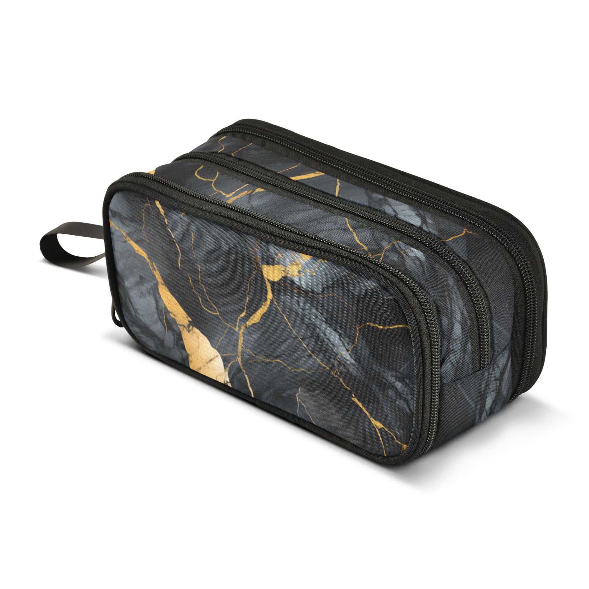 ALAZA Large Pencil Case, Big Capacity Pencil Bag Pen Pouch Holder 3 Compartments,Marble Black School Office Supplies Stationery Makeup Bag Storage Organizer for Students Girls Boys Women Men โ image 1