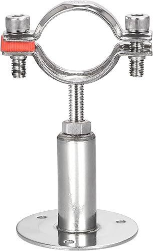 Miniatura 11 de uxcell Soporte de tubo de montaje en techo de montaje en pared, abrazadera de soporte de tubo ajustable de acero inoxidable 304 para tubería