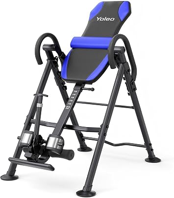 YOLEO Adjustable inversion bench foldable gravity trainer for therapy relieving back/neck pain 300 lbs