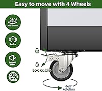 Vista 7 de Armario de almacenamiento de escoba con ruedas, 5 tableros de clavijas y 13 ganchos, armario de almacenamiento de metal con puertas y 4 estantes