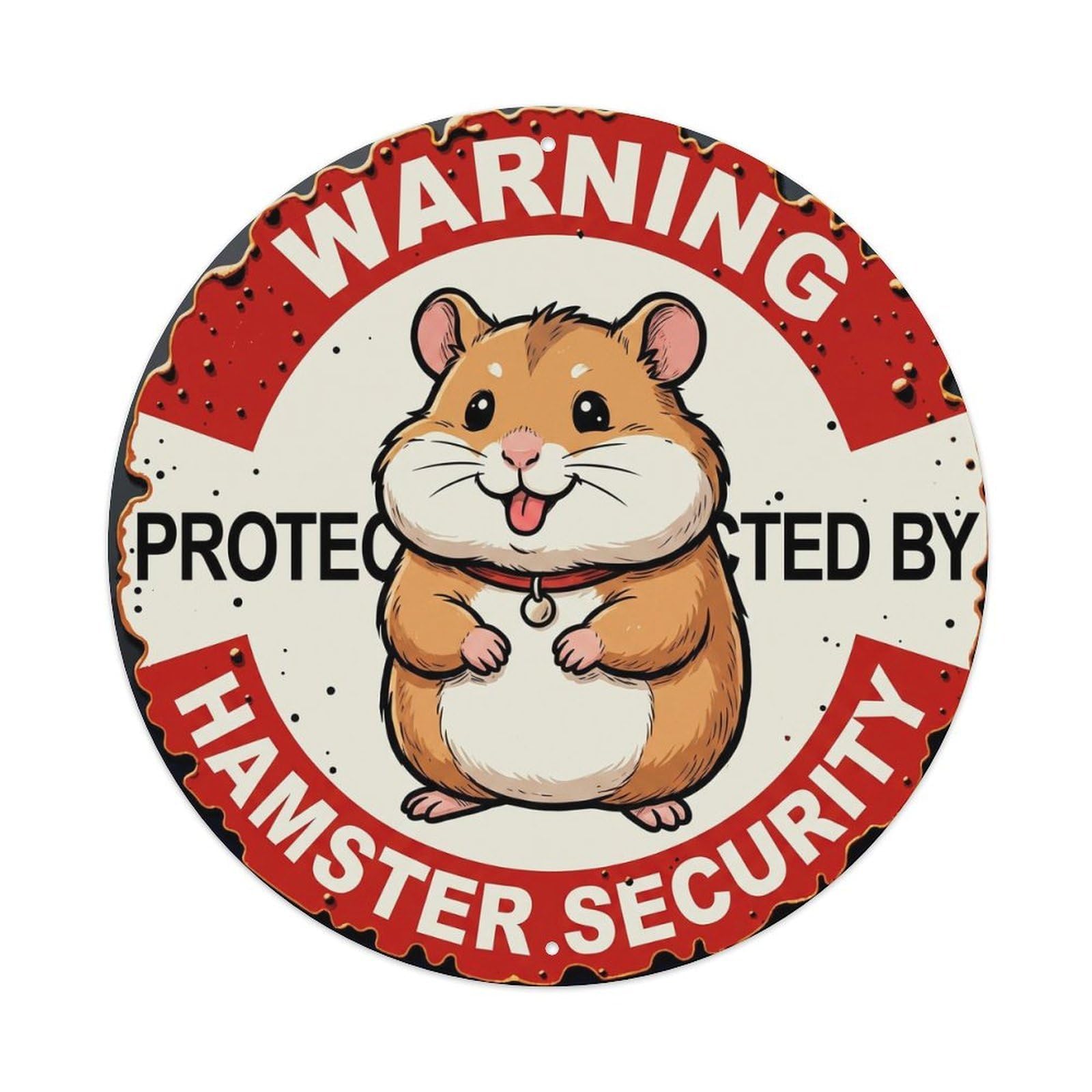 Tgrcjimh Style Metal Tin Sign Warning Protected By Hamster Security Vintage