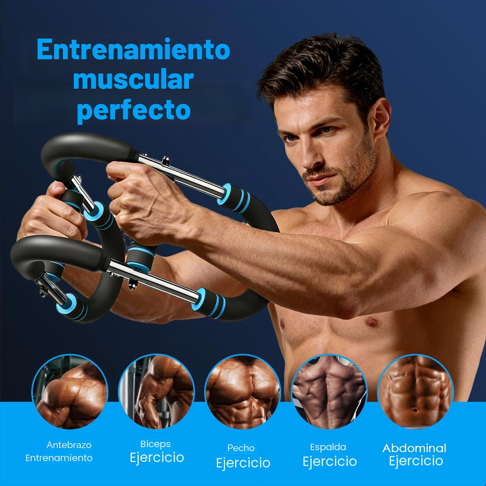 Entrenador de Brazos y Pecho, Power Twister Multifuncional en U Ajustable 30-50 kg para Brazos Hombros Pecho Espalda y Piernas Portátil y Desmontable | Ideal para brazos, hombros, pecho, espalda y piernas, portátil y desmontable, cómodo entrenamiento de c