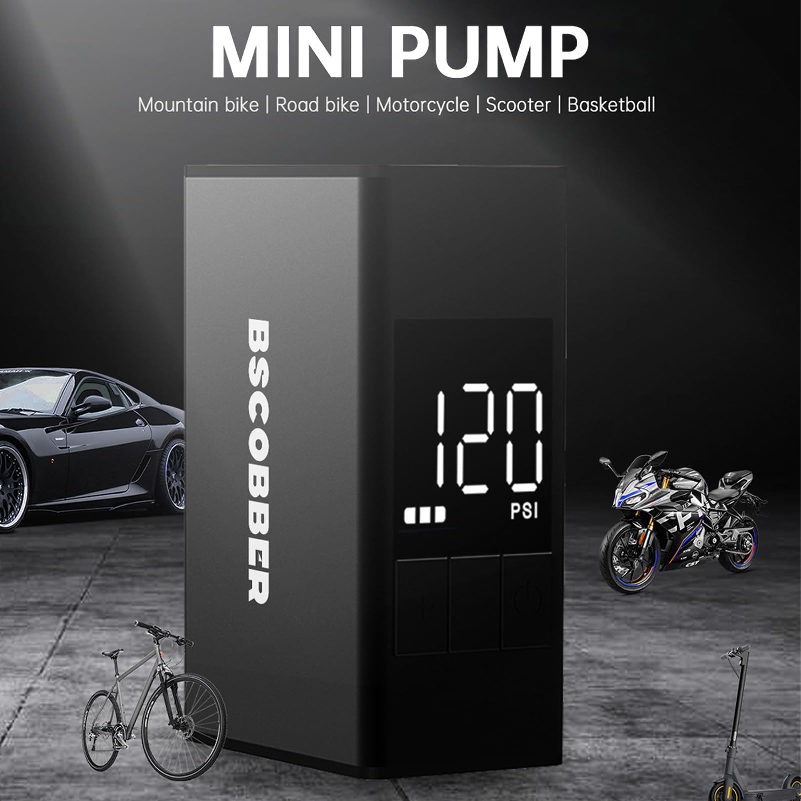 Mini elektryczna pompka rowerowa z cyfrowym manometrem, szybkie ładowanie, ekran LED 120 PSI, elektryczna pompka rowerowa, przenośne pompy rowerowe do rowerów