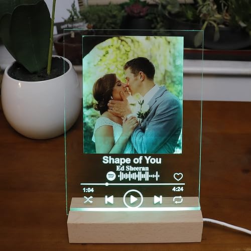 Miniatura 2 de Placa de canción acrílica personalizada, cubierta de álbum de fotos personalizada, código Spotify escaneable, lámpara de luz nocturna LED para