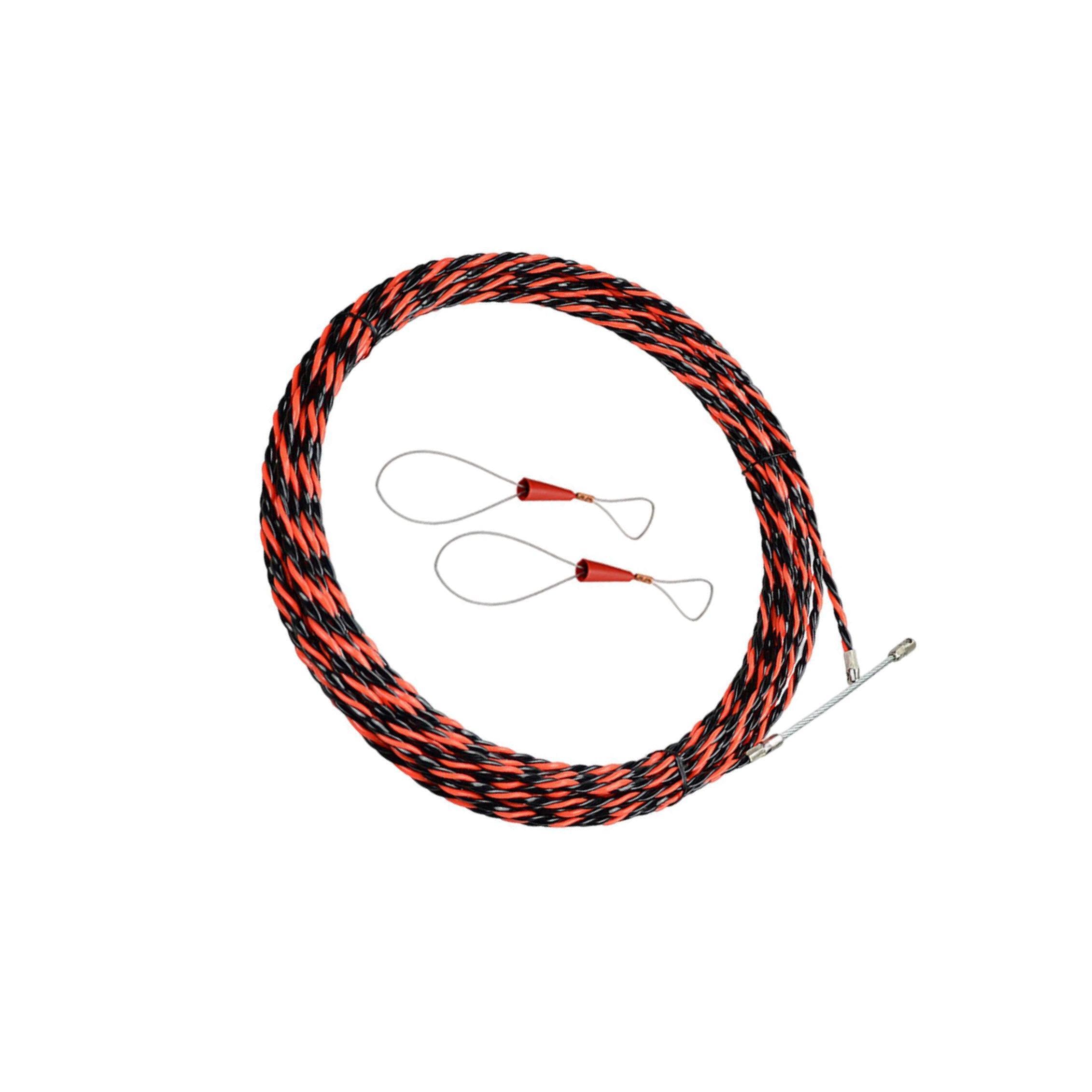 Dispositivo di guida per cavi elettrici,Rosso,20 metri | PVC che garantisce affidabilità durante le attività di trazione dei cavi elettrici. Estrattore elettrico per condotti,
