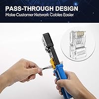 Vista 4 de CableCreation Cat6 RJ45 Pass Through Connectors, 100-Pack Cat6/Cat5e Gold Plated Modular Plug Unshielded Crimp Connector for Solid or Stranded UTP