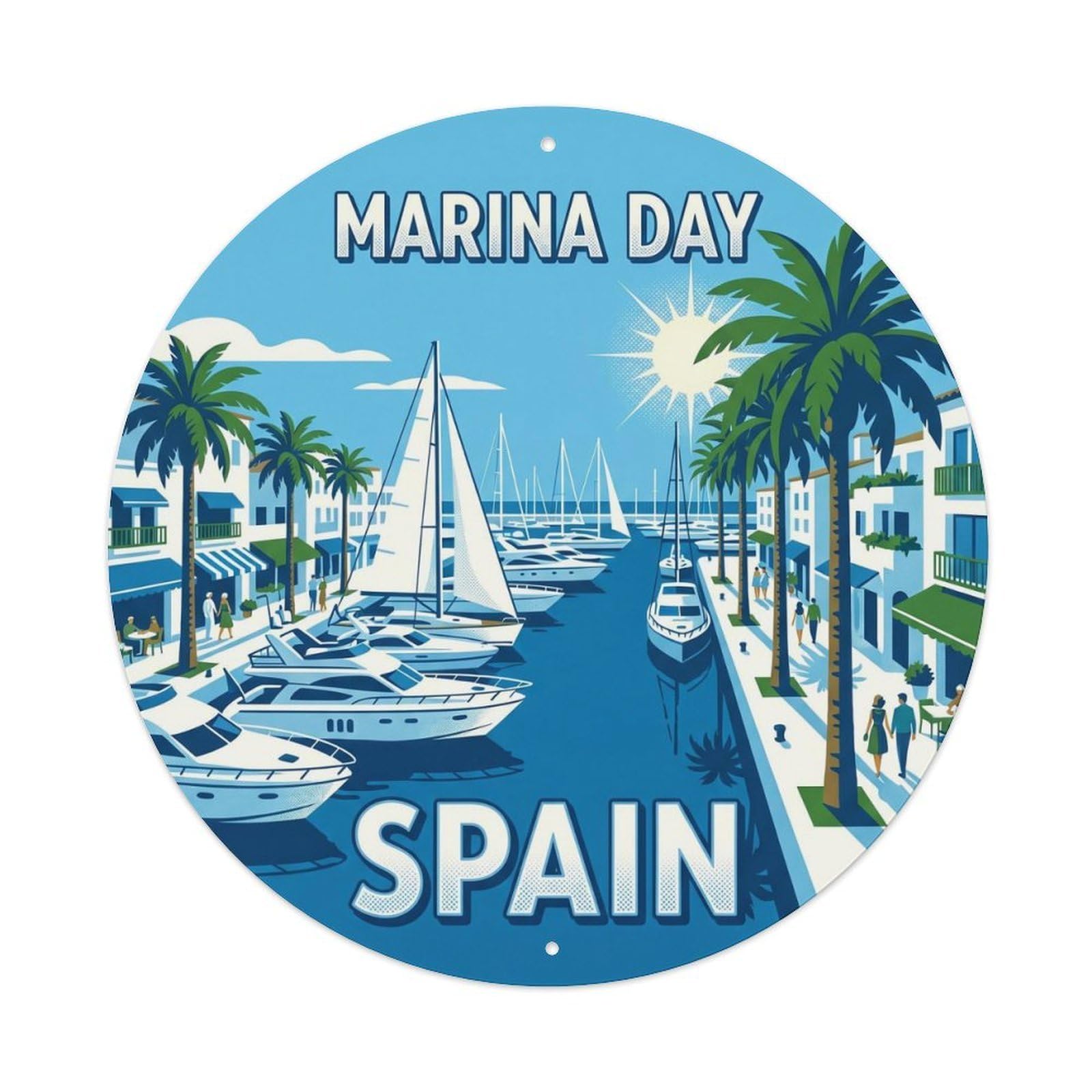 Marbella Marina Day Spain Landmark Travel Metal Tin Sign