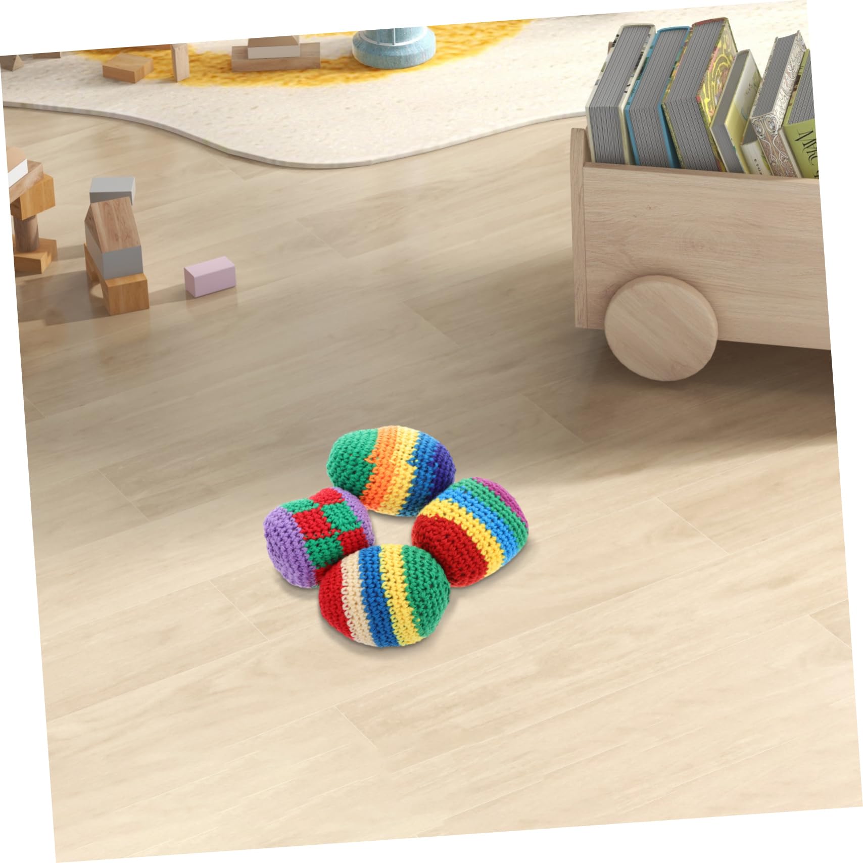 Abaodam 4 Stück Gestrickte Häkelbälle aus Wollgarn Weiche Jonglierbälle Leicht zu Greifen Bunte Kickbälle für Vorschulaktivitäten im Freien und Familienzeit Zufälliger Stil