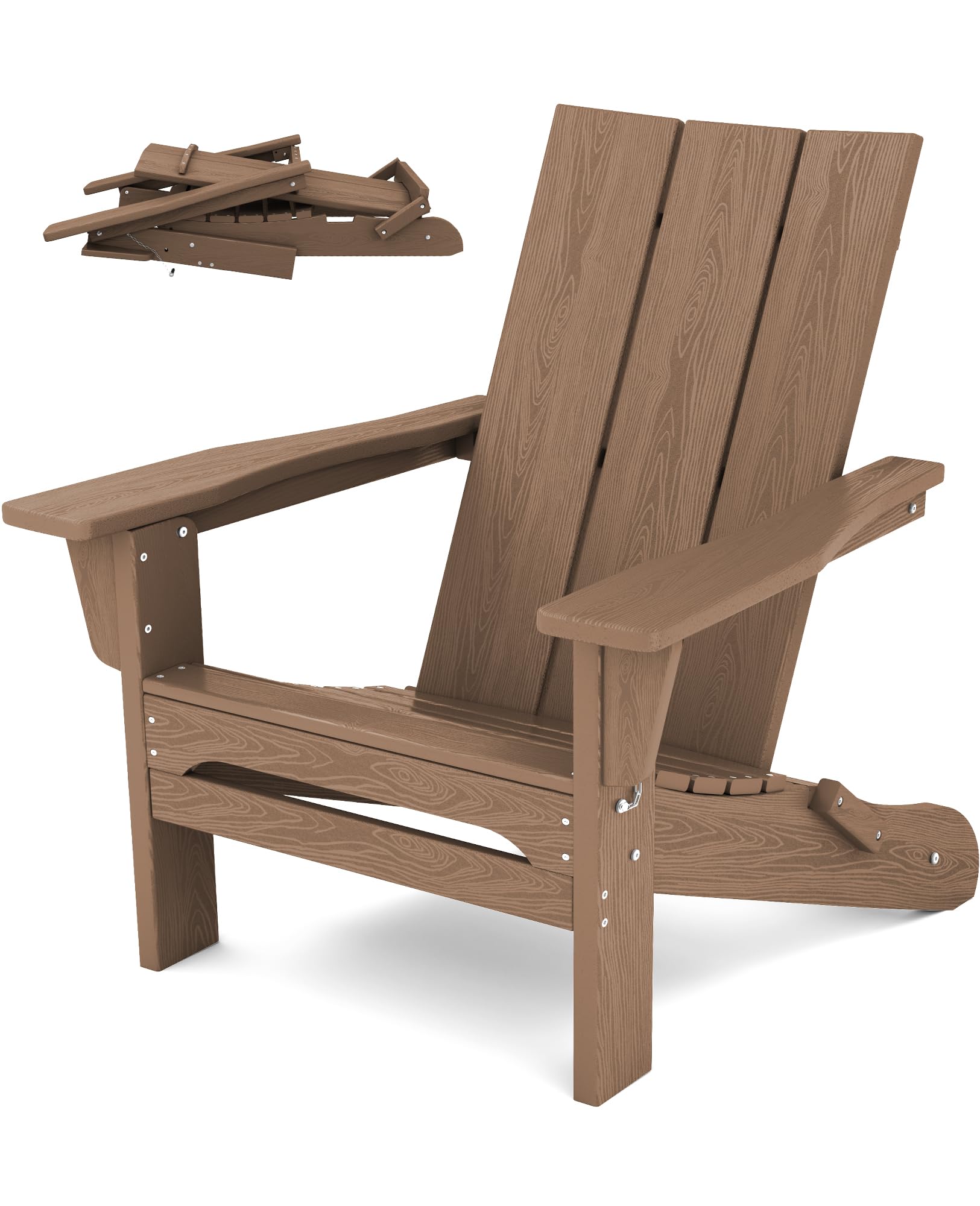 SERWALL Modern Folding Adirondack Chair Brown