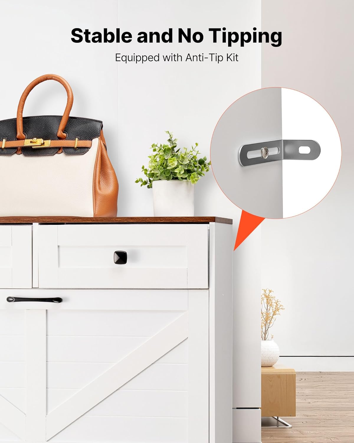 VEVOR Shoe Cabinet with 2 Flip Drawers, Farmhouse Shoes Storage Cabinet with 2 Drawers and Anti-Tipping Device, Freestanding Shoe Organizer Ideal for Entryway, Hallway, Bedroom, Living Room, White