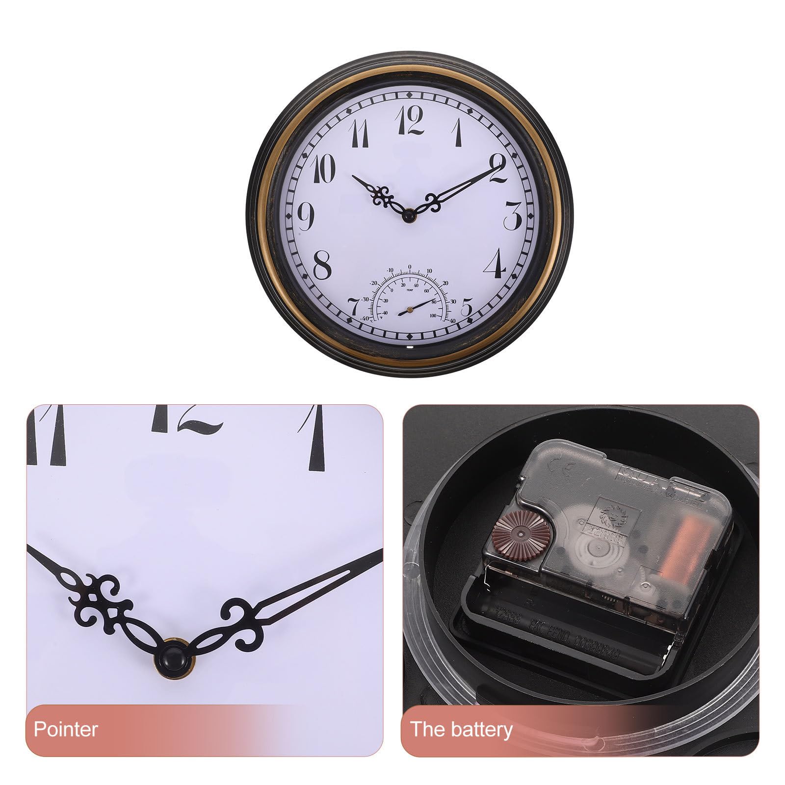 STOBAZA Orologio da Parete 12 Pollici con Termometro Digitale in Plastica e Vetro, Leggero e Creativo per Soggiorno e Camera da Letto