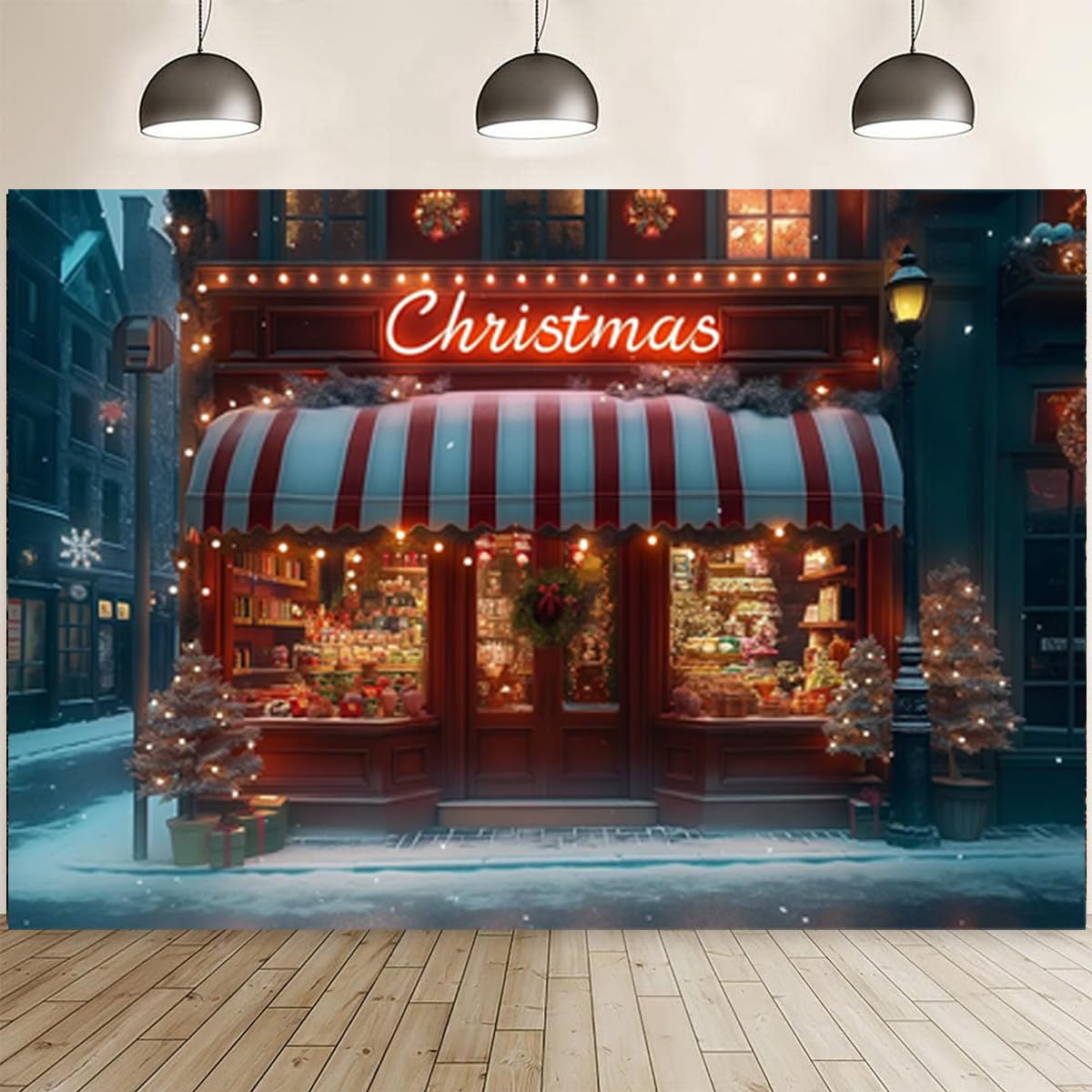 Weihnachts-Fotohintergrund 2,1x1,5m – Mit Schneeflocken & Roten Sternen | Für Fotografie, Babyparty, YouTube