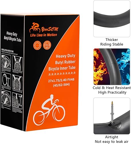 Miniatura 6 de 2 tubos de bicicleta resistentes de 27.5 pulgadas de 27.5 x 1.752.40 FV48MM Presta válvula 4562-584 tubos interiores compatibles con 27.5 x