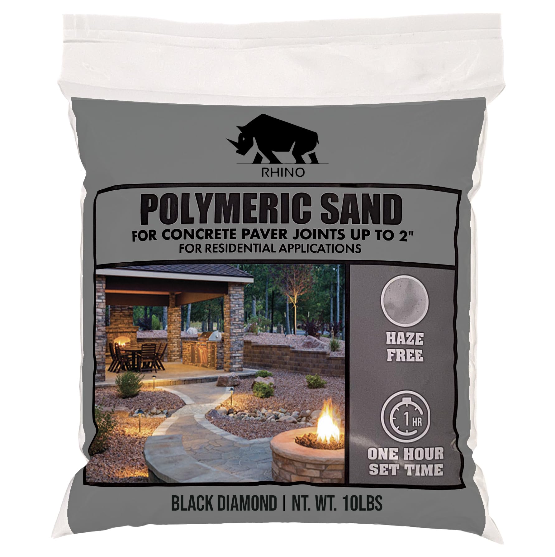 Rhino Power Bond Plus - Polymeric Sand for Pavers and Stone Joints up to a Maximum of 2 inches. (10 Pound, Black Diamond)