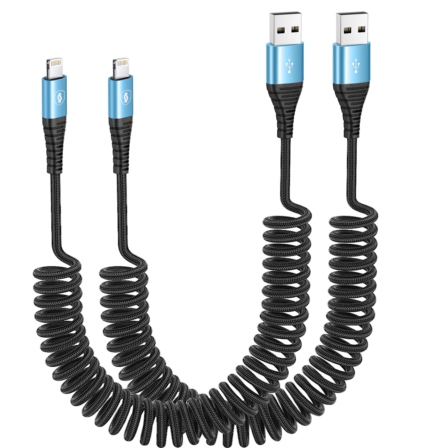 Amazon.com: JUKEKUL Coiled USB A to Lightning Cable 3ft Nylon