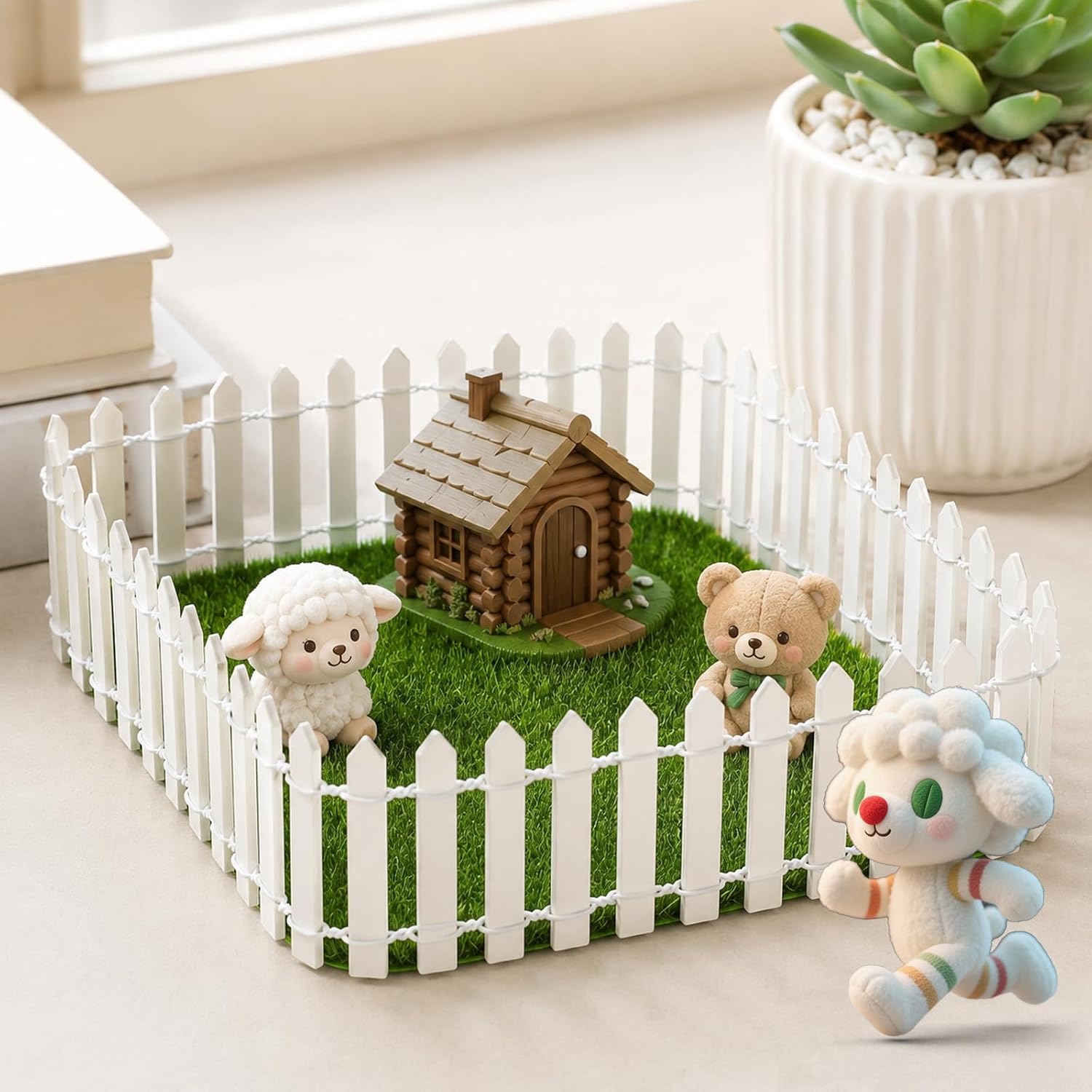 35 Inch Mini Fairy Garden Fence, Small Wood Decorative Fence