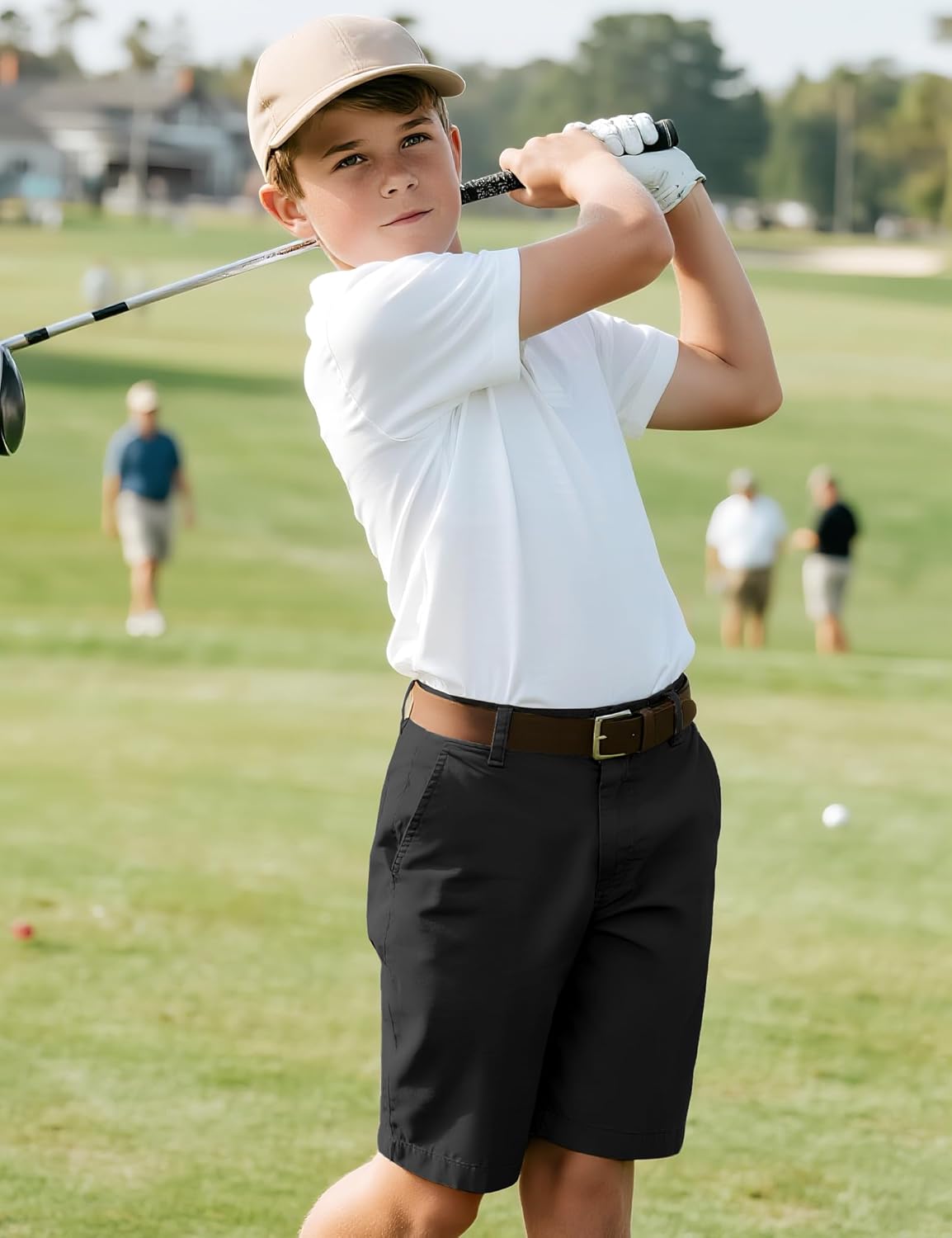 KEREDA Boys Uniform Shorts Elastic Waist Kids Golf Dress Preppy School Shorts with Pockets - Image 6