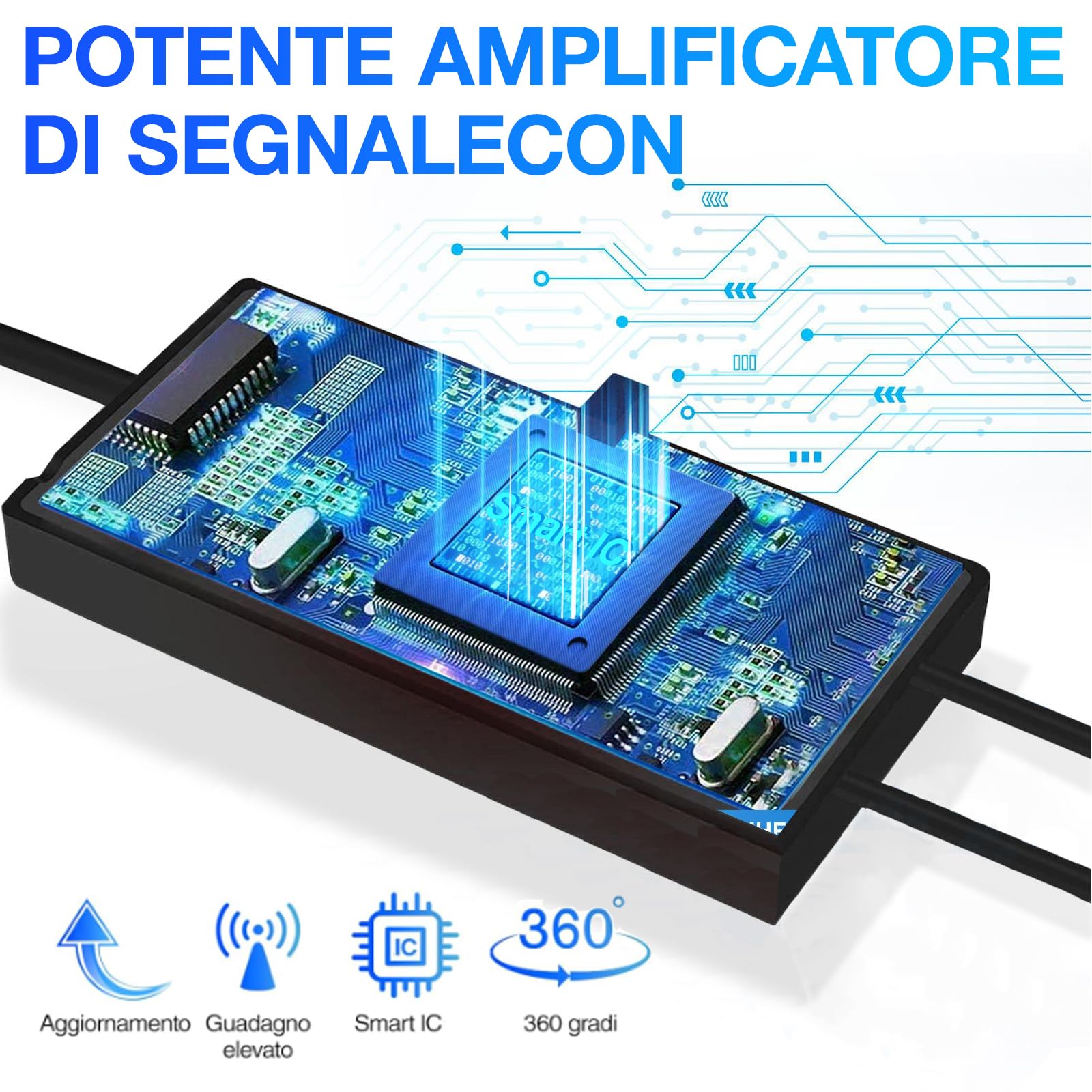 Antenna TV Digitale Interna - Ricezione 380 Miglia, 4K Ultra HD, Amplificata Con Cavo Da 5m | Antenna HDTV