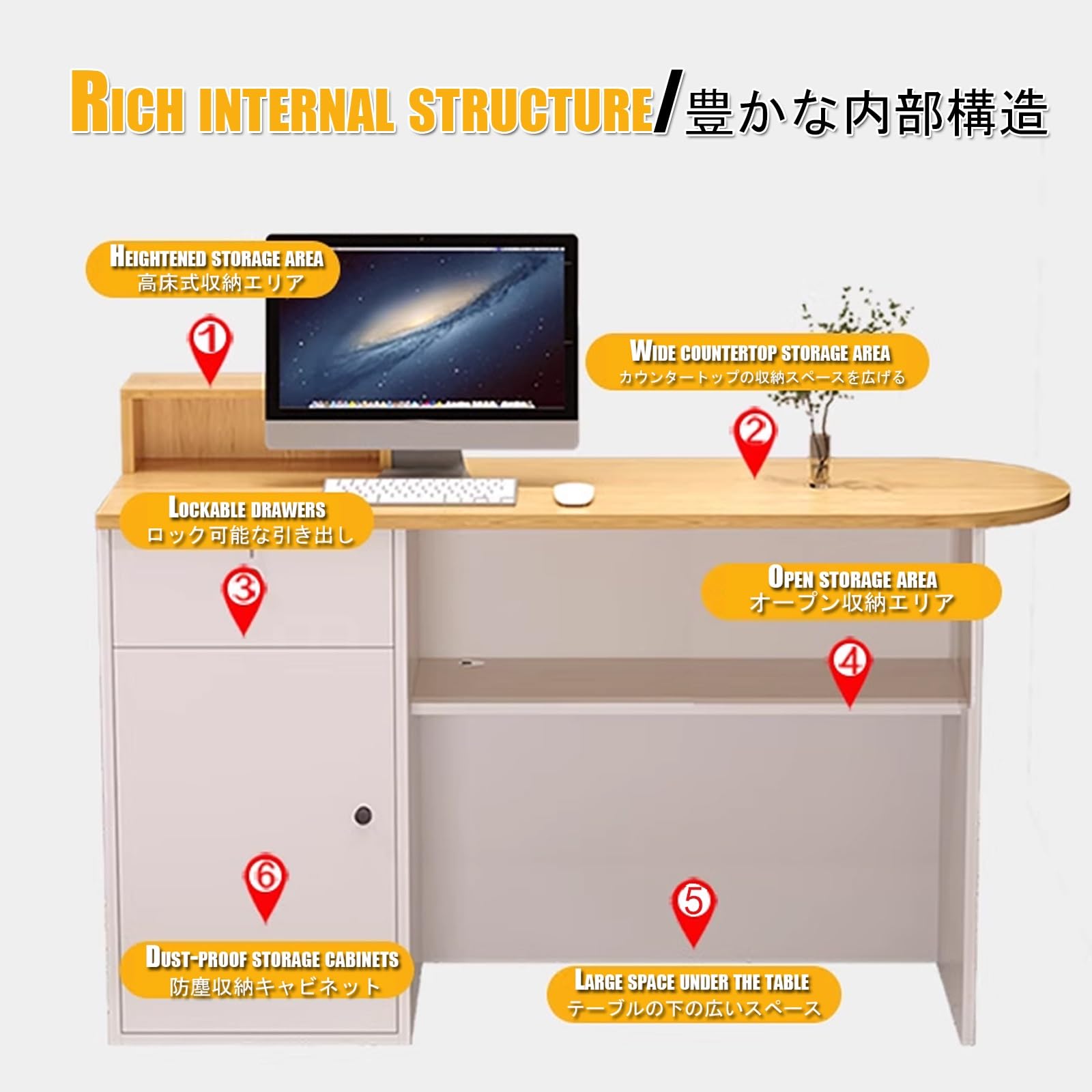 Recept Desk per ufficio e vendita al dettaglio, bancone di benvenuto moderno da 80 cm per hall e area, design Ele per una migliore esperienza del cliente