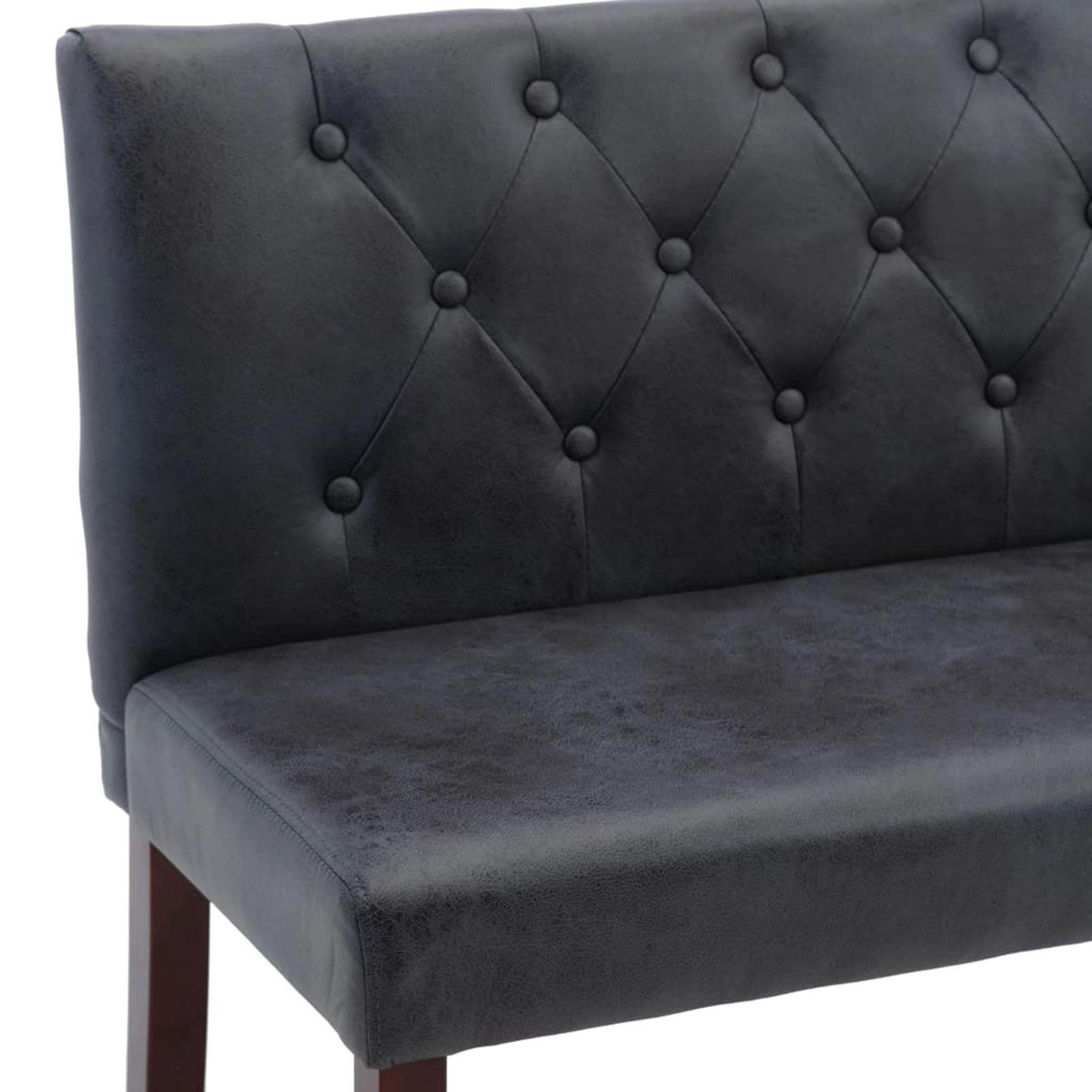 Homgoday Sitzbank Polsterbank Flurbank Bank Wartebank Esszimmerbank Wohnzimmerbank Bank mit Rückenlehne für Flur Wohnzimmer 148,5 cm Grau Wildleder-Optik